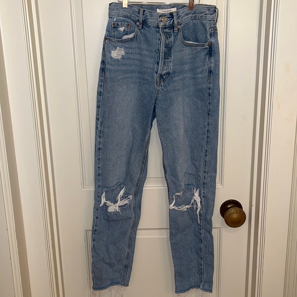 Pacsun High Wasted Button Up Jeans With Holes - size 25